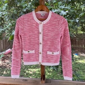 J.Crew Factory Women's Popcorn Stitch Lady Jacket Cardigan Sweater Pink Size XS